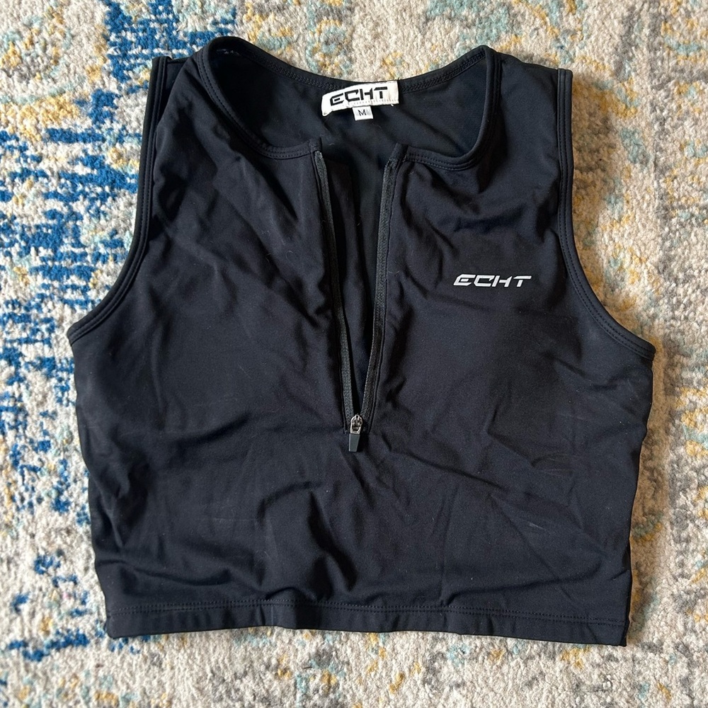 Echt Black Mesh Workout Top